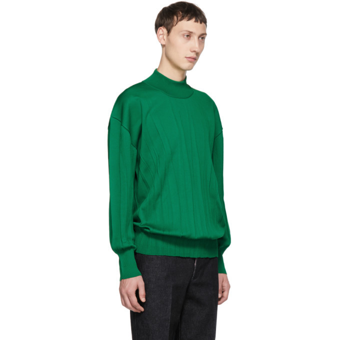 Issey Miyake Men Green Wrinkle Knit Turtleneck Sweater Issey