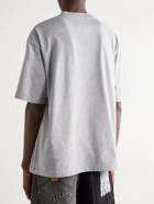 Balenciaga - Oversized Logo-Embroidered Cotton-Jersey T-Shirt - Gray