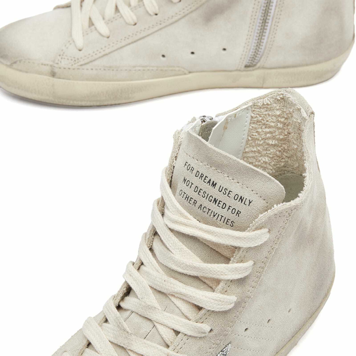 Women's Francy in white suede with black leather star and