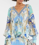 Camilla Embellished floral silk crêpe blouse