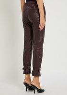 Skiim Gaby Drawstring Leather Trousers Burgundy