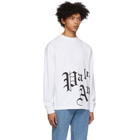Palm Angels White New Gothic Long Sleeve T-Shirt