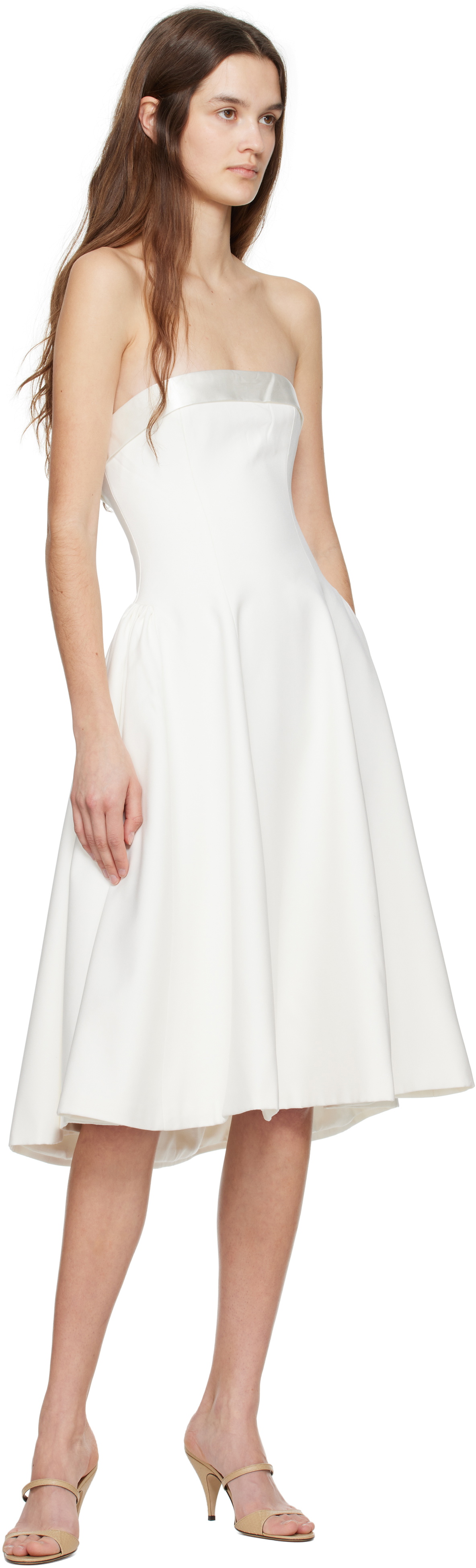 Mirror Palais White Strapless Opera Lady Midi Dress