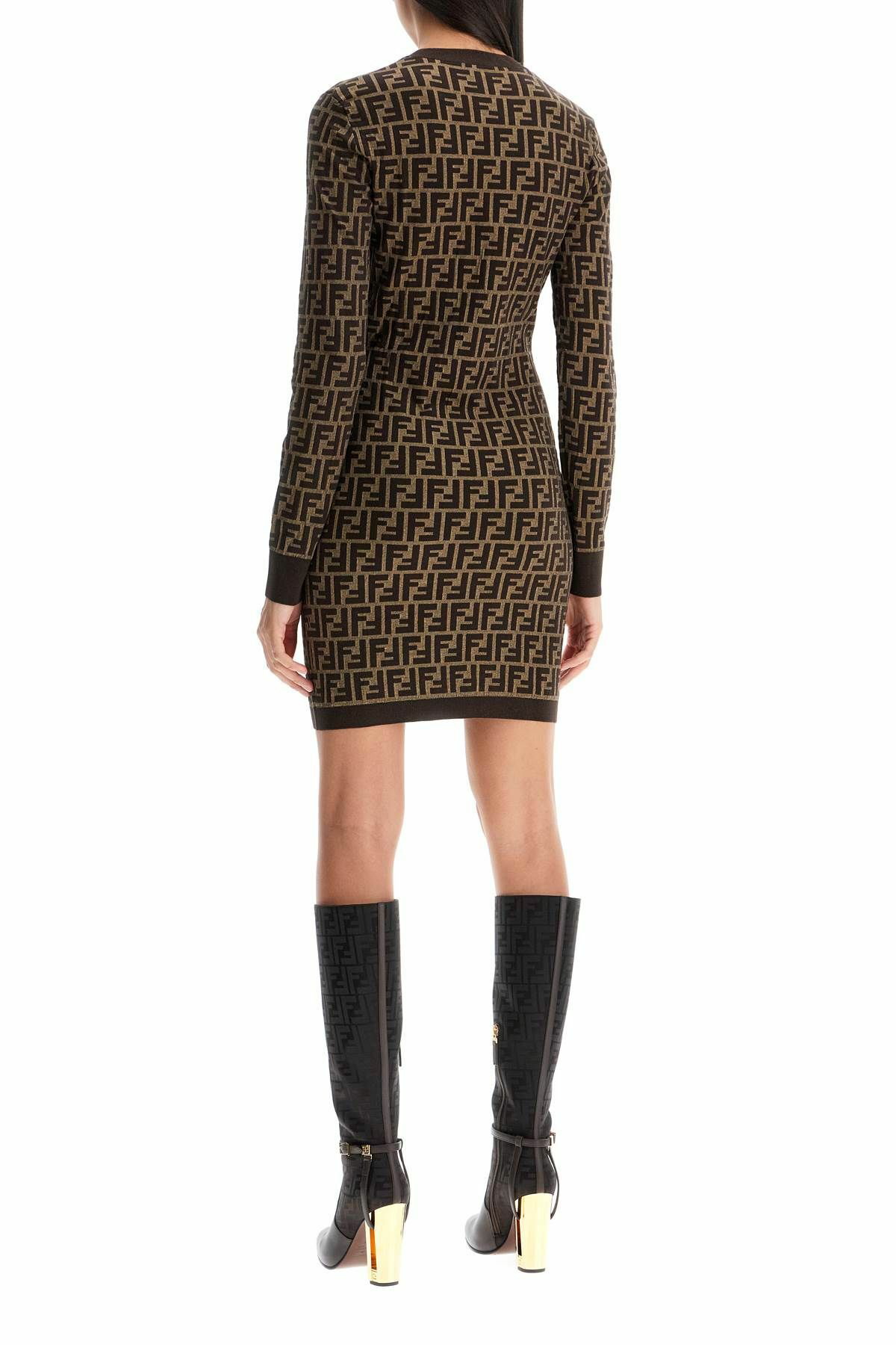 FENDI knitted ff mini dress Brown Fendi