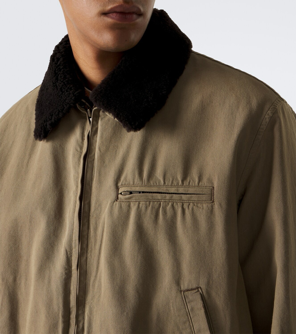 A.Presse Teddy-trimmed cotton and wool blouson jacket