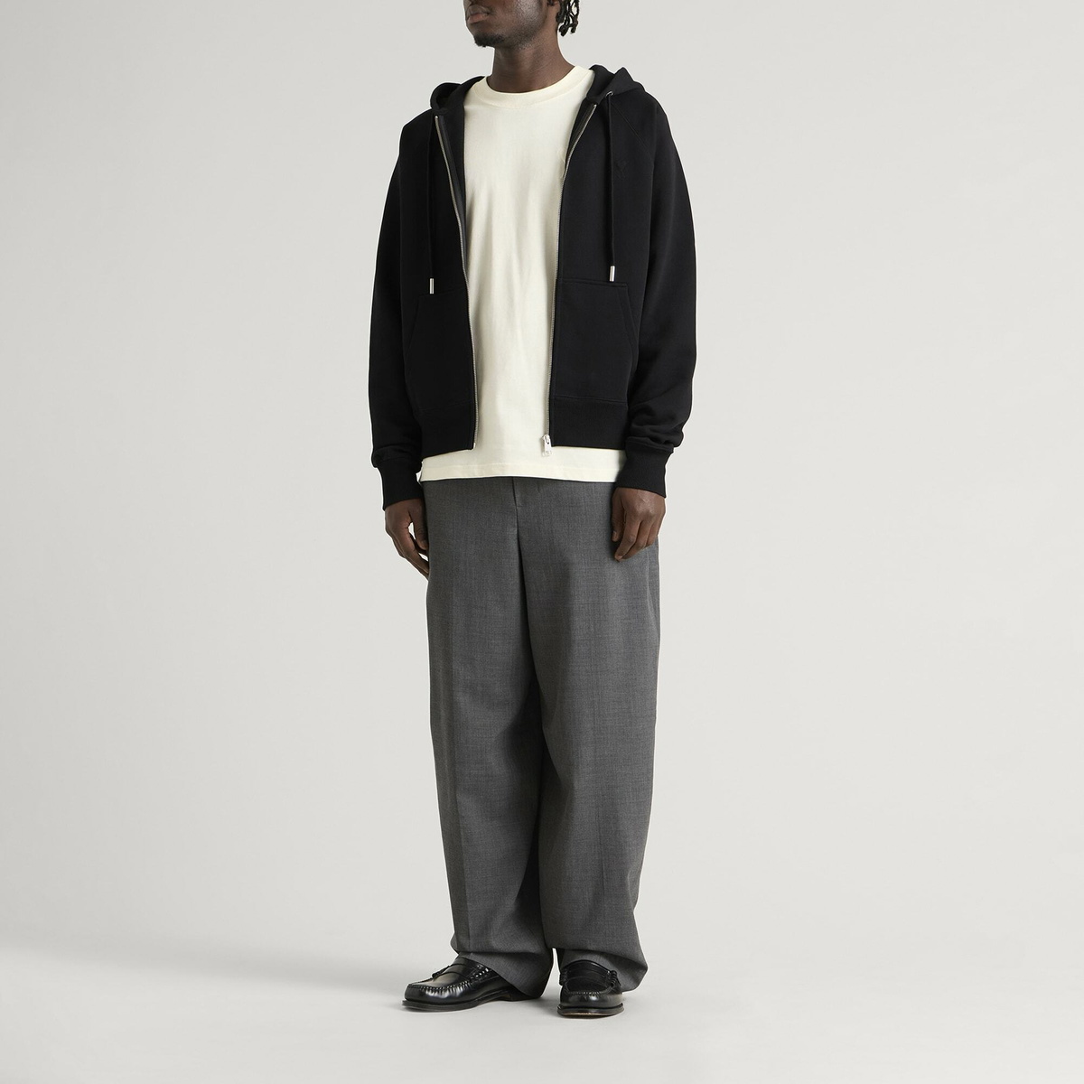 AMI Paris Men's ADC Loopback Zip Hoodie in Black