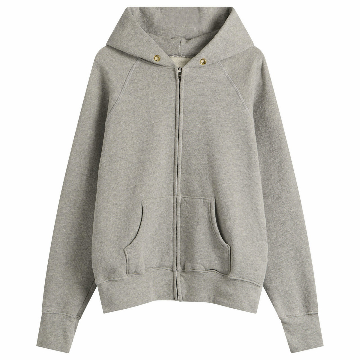 Les Tien Men's Heavyweight Raglan Zip Hoodie in Heather Grey