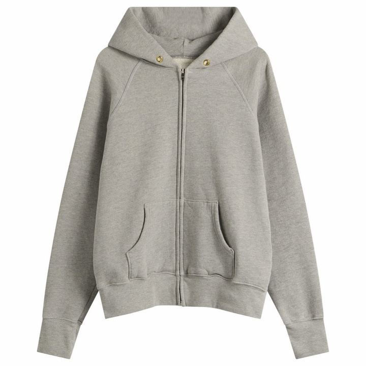 Photo: Les Tien Men's Heavyweight Raglan Zip Hoodie in Heather Grey
