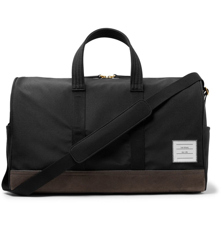 Photo: Thom Browne - Suede-Trimmed Canvas Holdall - Black