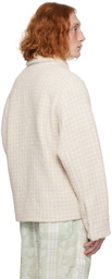 young n sang Beige & Gray Houndstooth Jacket
