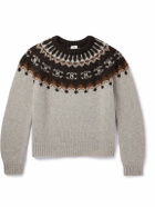 CELINE - Fair Isle Wool Sweater - Gray