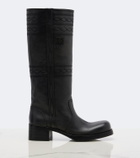 Miu Miu Embroidered leather knee-high boots