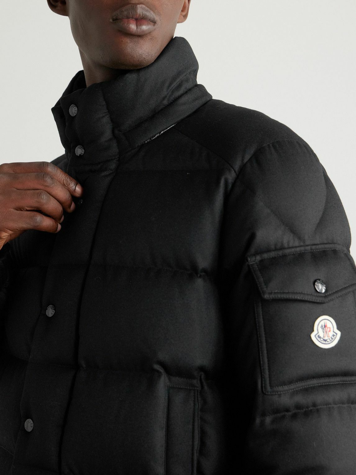 Moncler - Logo-Appliquéd Quilted Wool-Flannel Hooded Down Jacket