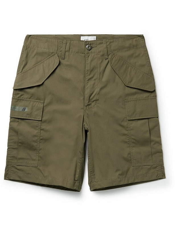 Photo: WTAPS - Straight-Leg Logo-Appliquéd Cotton-Blend Cargo Shorts - Green