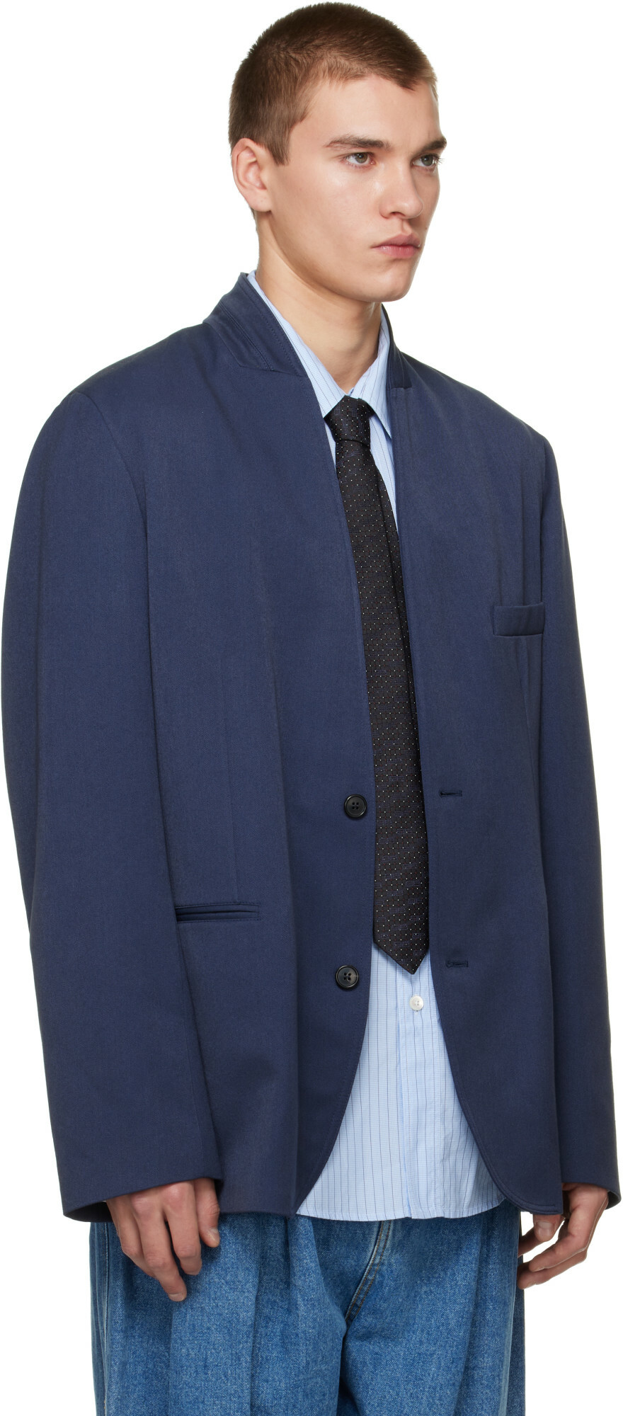 Hed Mayner Navy Shawl Blazer