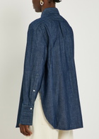 Another Tomorrow Chambray Denim Shirt Dark Blue