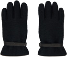 AURALEE Black Brushed Alpaca Wool Melton Gloves