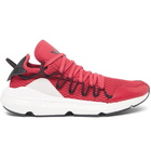 Y-3 - Kusari Suede-Trimmed Primeknit Sneakers - Men - Red