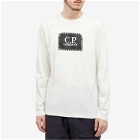 C.P. Company Men's Box Logo Longsleeve T-Shirt in Gauze White