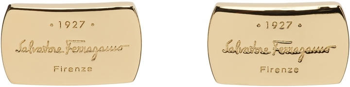 Photo: Salvatore Ferragamo Gold Logo Cufflinks