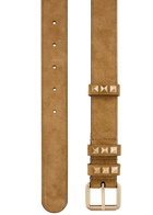 Valentino Rockstud Suede Belt Beige