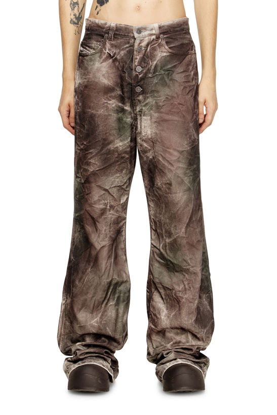 Photo: Diesel Pants in crinkled camo canvas - Pants - Unisex - Multicolor