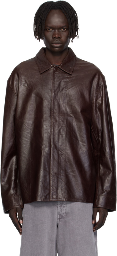 Photo: HOPE Brown Relaxed Leather Overshirt