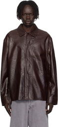 HOPE Brown Relaxed Leather Overshirt