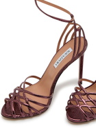 Aquazzura Wild Dream 105 Metallic Leather Sandals Burgundy