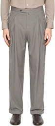 SOSHIOTSUKI Gray Double Inverted Tuck Trousers