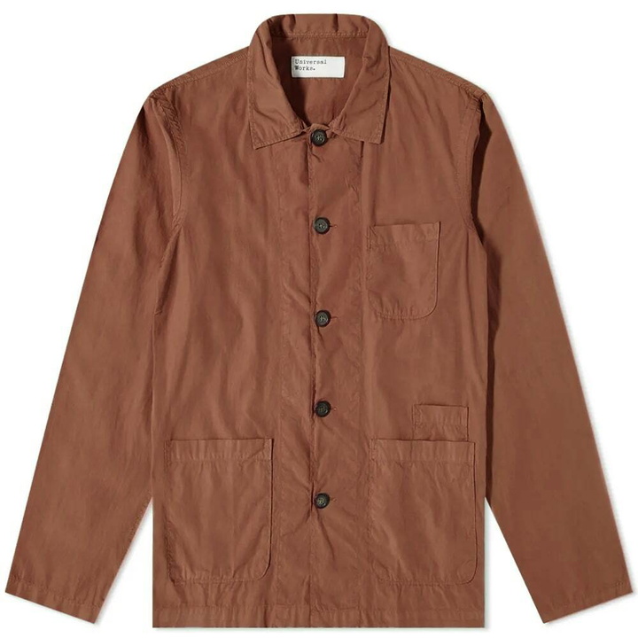 Photo: Universal Works Men's Fine Poplin Bakers Overshirt in Brown