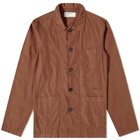 Universal Works Men's Fine Poplin Bakers Overshirt in Brown