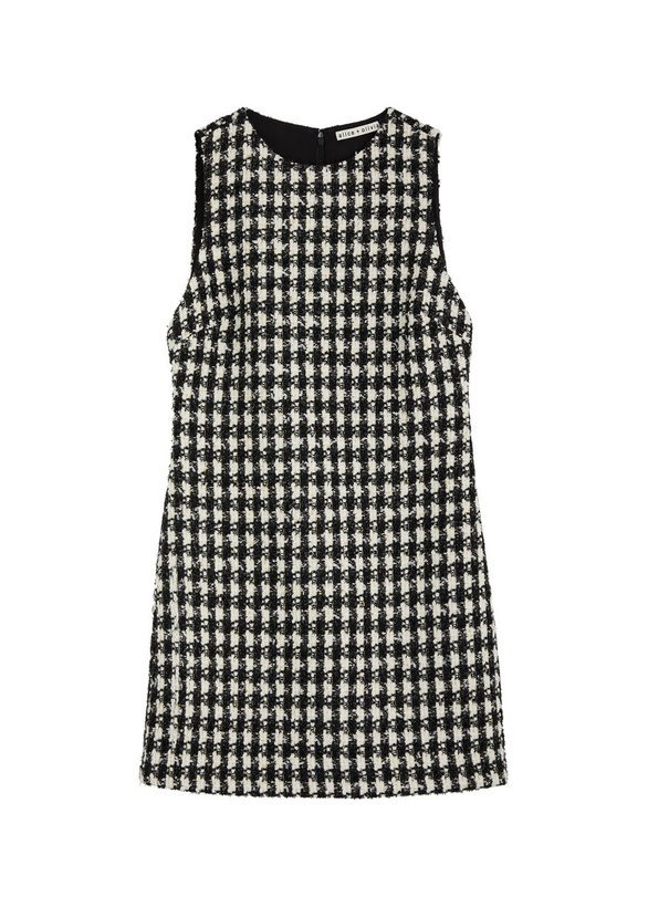 Photo: Alice + Olivia Clyde Checked Tweed Mini Dress Black And White