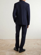 Eleventy - Slim-Fit Tapered Stretch-Wool Flannel Trousers - Blue