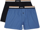 BOSS Two-Pack Blue & Black Button Boxers