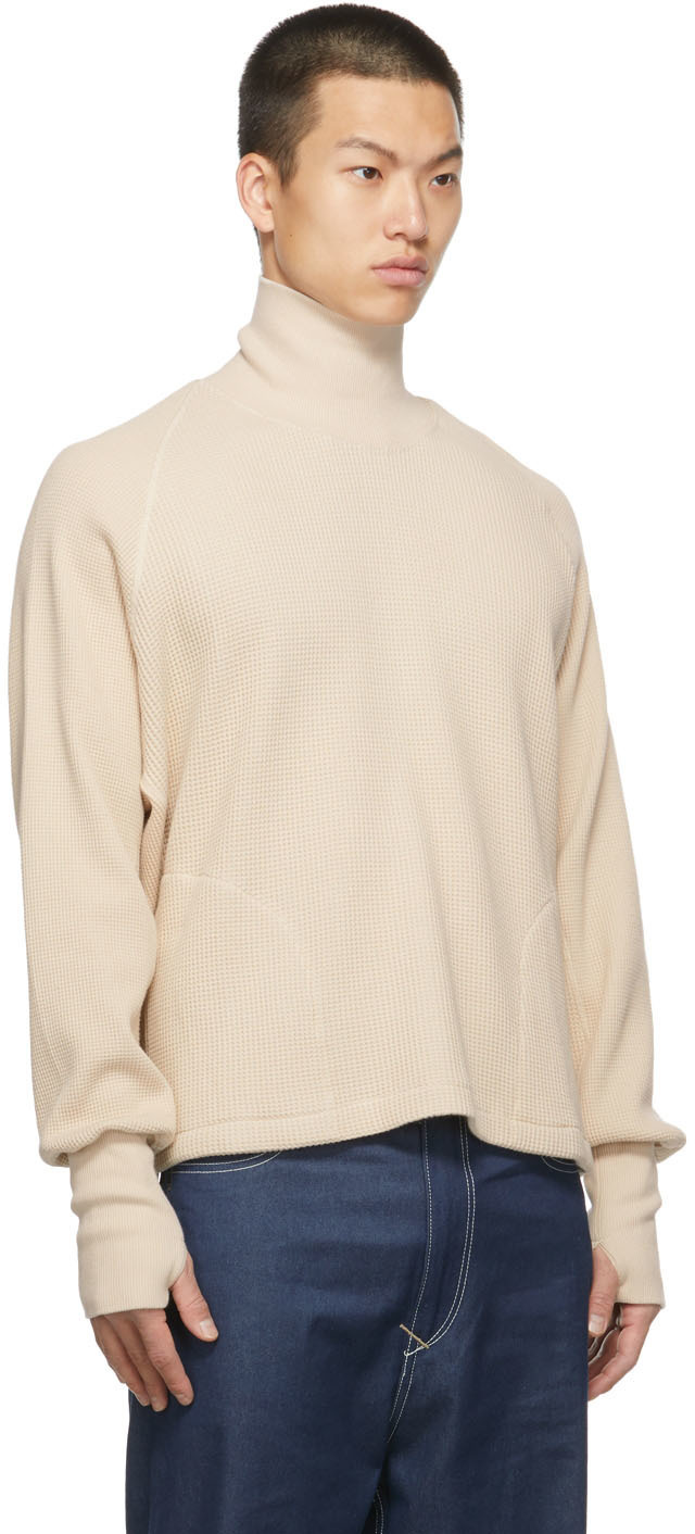 Nicholas Daley Beige Waffle Rollneck Turtleneck Nicholas Daley