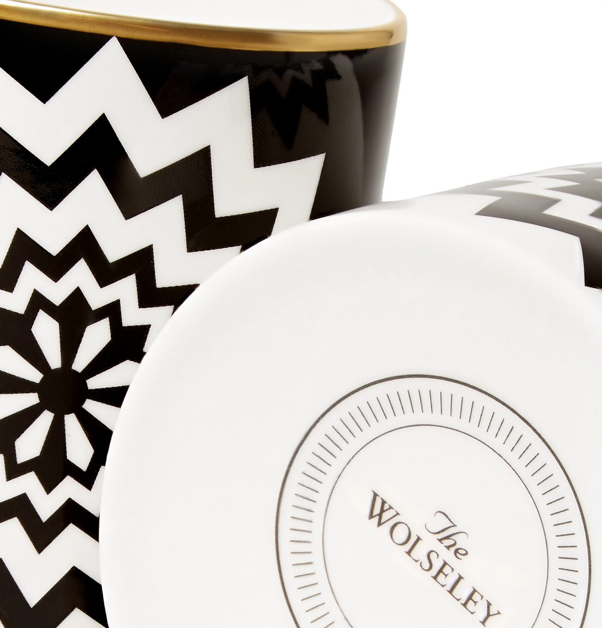 The Wolseley Collection - Halcyon Days Set of Two Printed Fine Bone China Mugs - Black