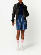 AMI PARIS - Striped Silk Shorts