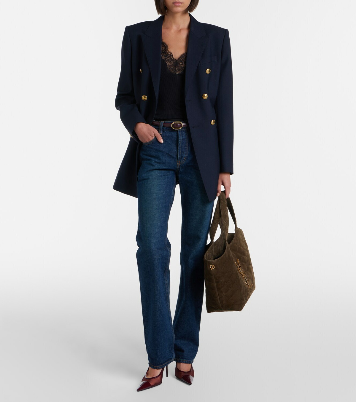 Saint Laurent Icare Medium quilted suede shopper