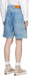 Small Talk Studio Blue Cutout Denim Shorts