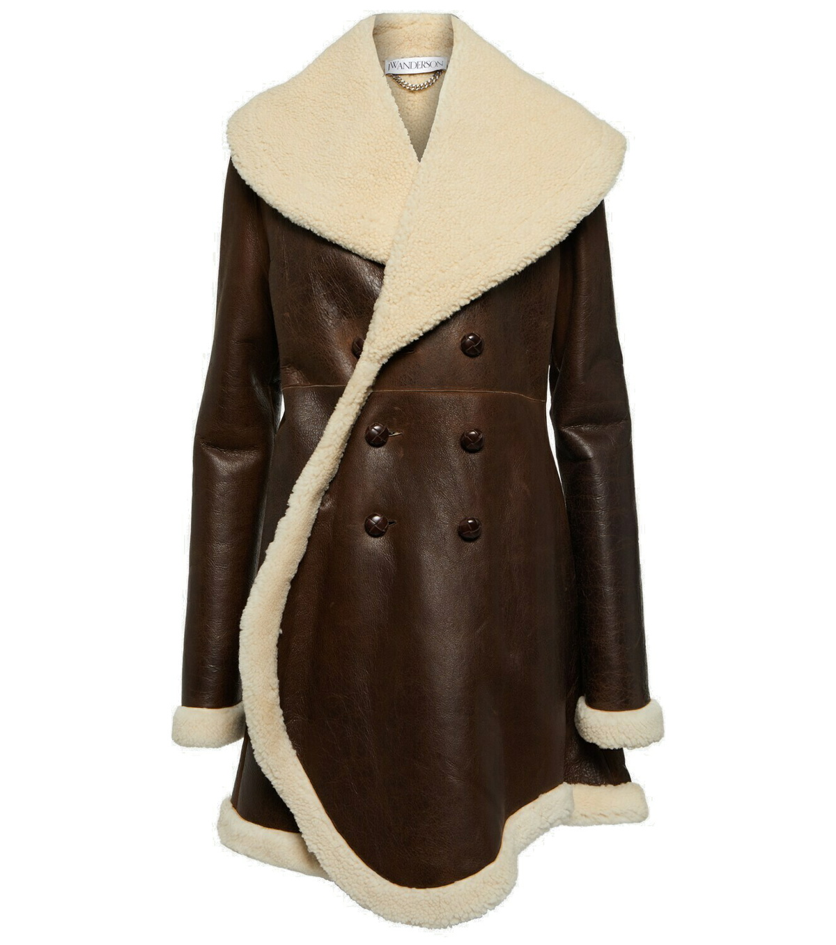 JW Anderson Shearling-trimmed leather coat JW Anderson