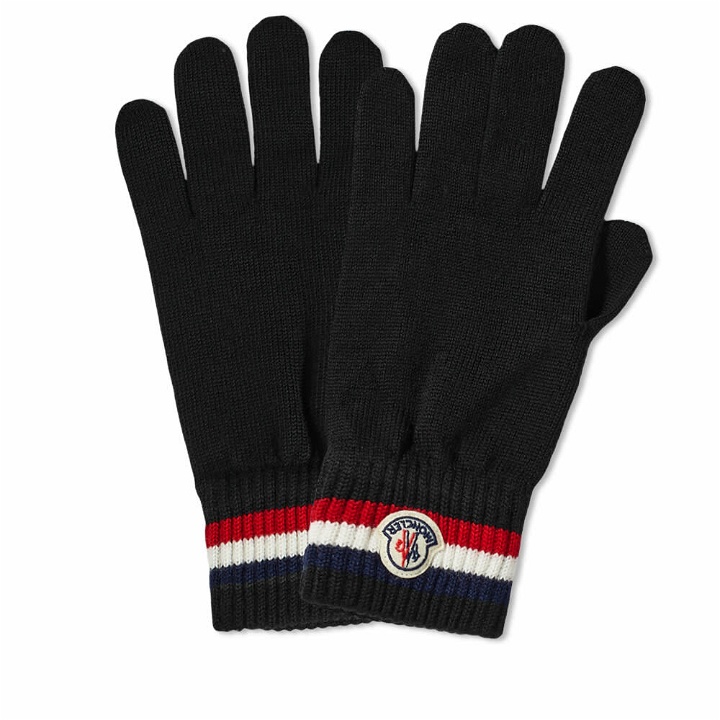 Photo: Moncler Men's Tricolore Band Logo Gloves in Black