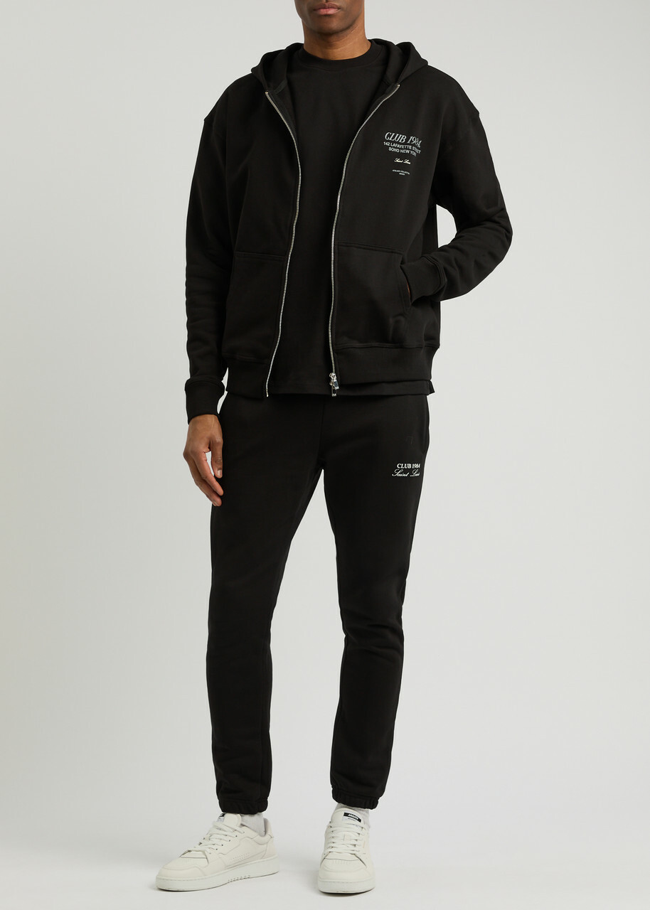 Club 1984 Soho Printed Hooded Cotton Sweatshirt Black