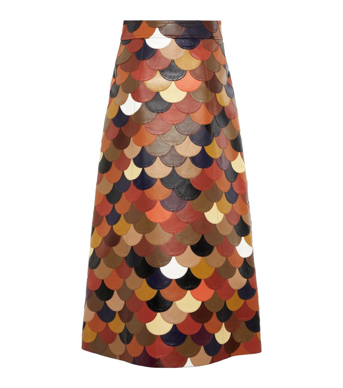 Chloé Patchwork leather midi skirt