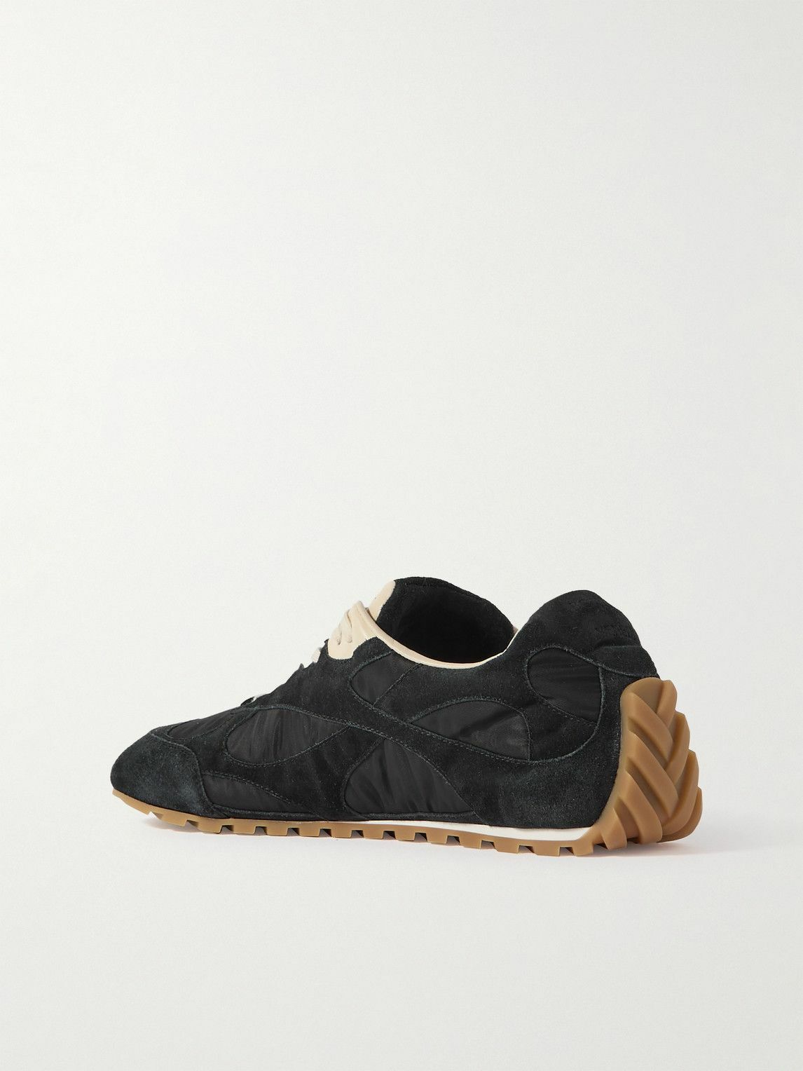 Bottega Veneta - Orbit Leather and Suede-Trimmed Shell Sneakers - Black