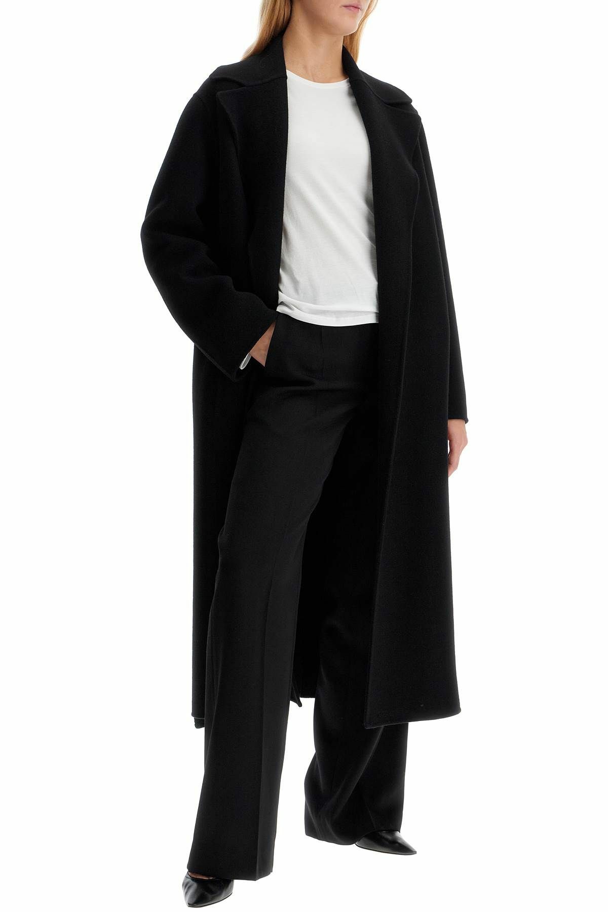 THE ROW woolen robe-style coat with Black The Row