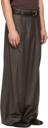 ssstein Brown Wool Flannel Extra Wide Trousers
