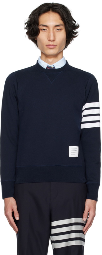 Photo: Thom Browne Navy 4-Bar Sweatshirt