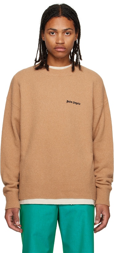 Photo: Palm Angels Brown Embroidered Sweater