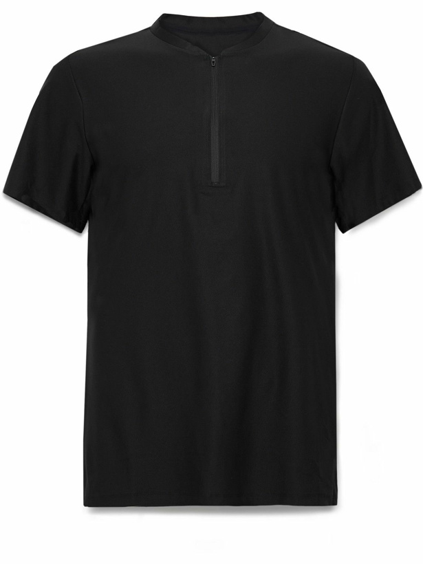 Photo: Lululemon - Mesh-Trimmed Stretch-Jersey Half-Zip Tennis T-Shirt - Black
